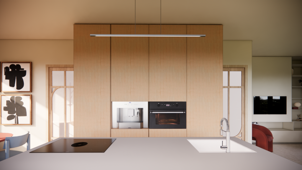 3D interieurontwerp hoekwoning Oudkarspel keuken